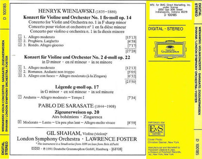 Henryk Wieniawski - Violin Concertos Nos. 1 & 2, Zigeunerweisen (CD) | Near Mint (NM) Near Mint (NM)-