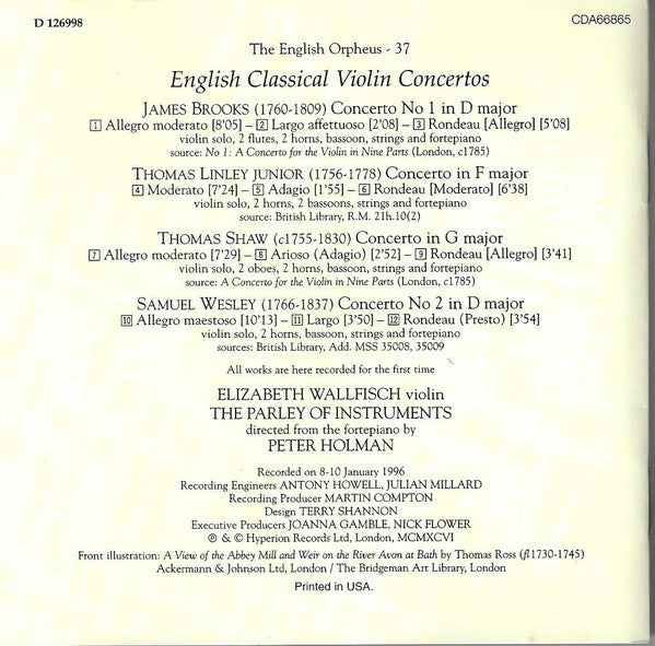 James Brooks - English Classical Violin Concertos (CD) | Near Mint (NM) Near Mint (NM)-
