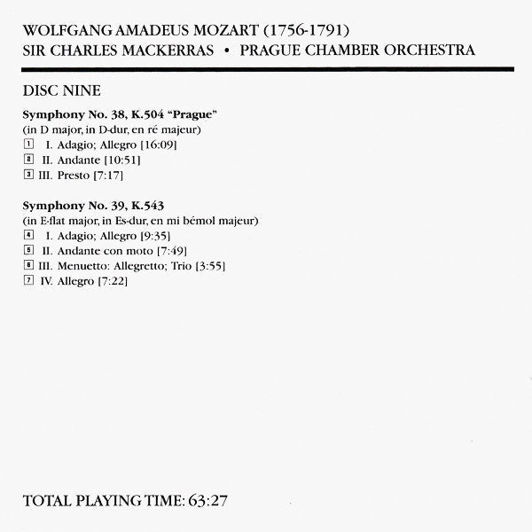 Wolfgang Amadeus Mozart - The Symphonies (10x CD Telarc ‎– CD 80729) | USED Near Mint (NM or M-) Near Mint (NM)-