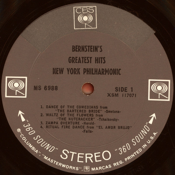 Leonard Bernstein - Bernstein's Greatest *360 SOUND* Hits New York Philharmonic | Near Mint (NM) Very Good Plus (VG+)-