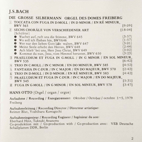 Johann Sebastian Bach - Die Grosse Silbermannorgel Des Domes Zu Freiberg (CD) | Near Mint (NM or M-)-