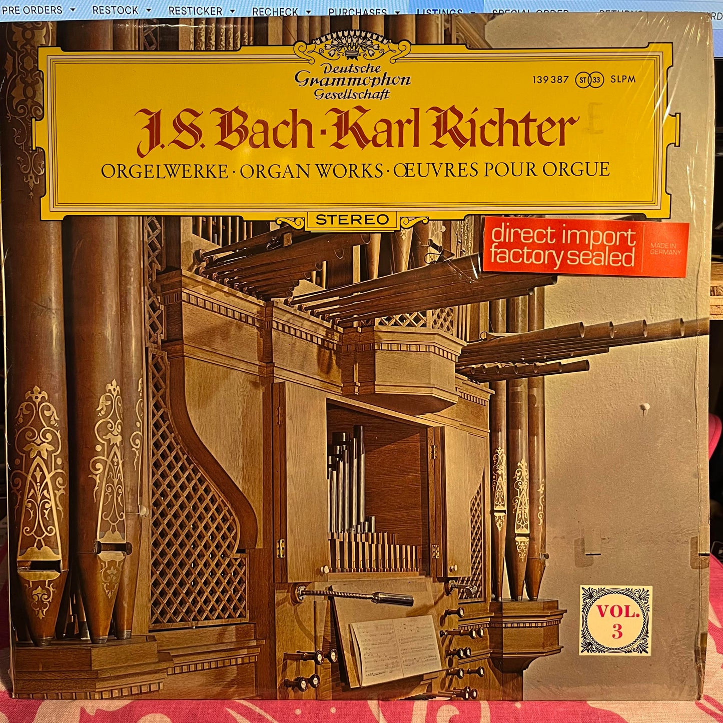 Johann Sebastian Bach - Orgelwerke = Organ Works = Œuvres Pour Orgue (Vol. 3) *SHRINK/GERMANY* | Near Mint (NM) Near Mint (NM)-