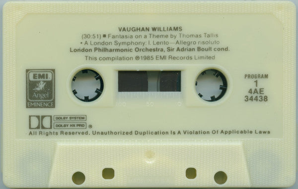 Ralph Vaughan Williams - Fantasia On A Theme By Thomas Tallis • A London Symphony (Symphony No. 2) (CASS) | Near Mint (NM) Near Mint (NM)-
