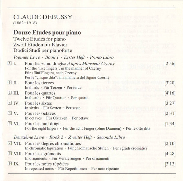 Claude Debussy - Debussy: 12 Etudes / Berg: Sonate Op. 1 (CD) | Near Mint (NM)-