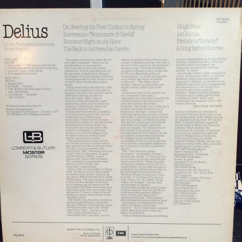 Frederick Delius, London Philharmonic Orchestra, V - Orchestral Works (VINYL) | Near Mint (NM or M-)-