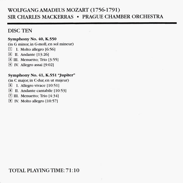 Wolfgang Amadeus Mozart - The Symphonies (10x CD Telarc ‎– CD 80729) | USED Near Mint (NM or M-) Near Mint (NM)-