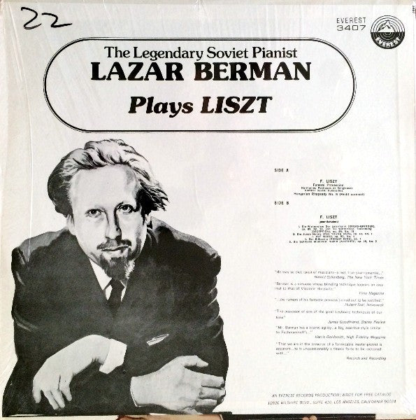 Lazar Berman - The Legendary Soviet Pianist Lazar Berman Plays Liszt | Near Mint (NM) Near Mint (NM)-