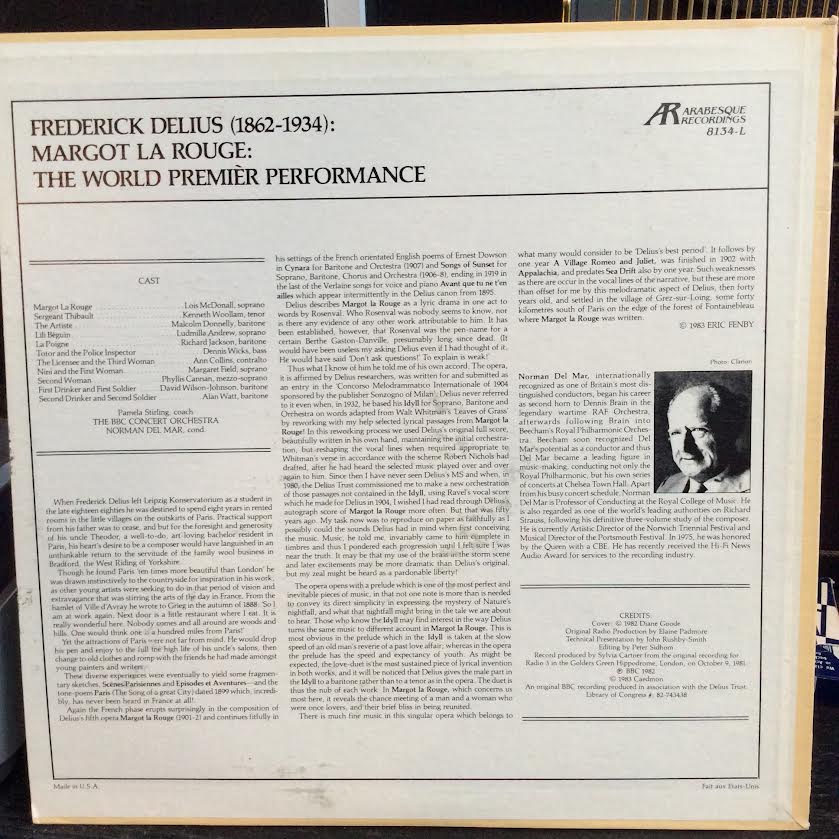 Frederick Delius - Margot La Rouge (VINYL) | Near Mint (NM or M-)-