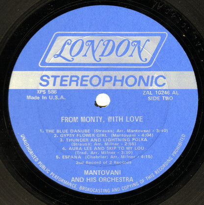 Mantovani And His Orchestra - From Monty, With Love | Near Mint (NM) Excellent (EX)-