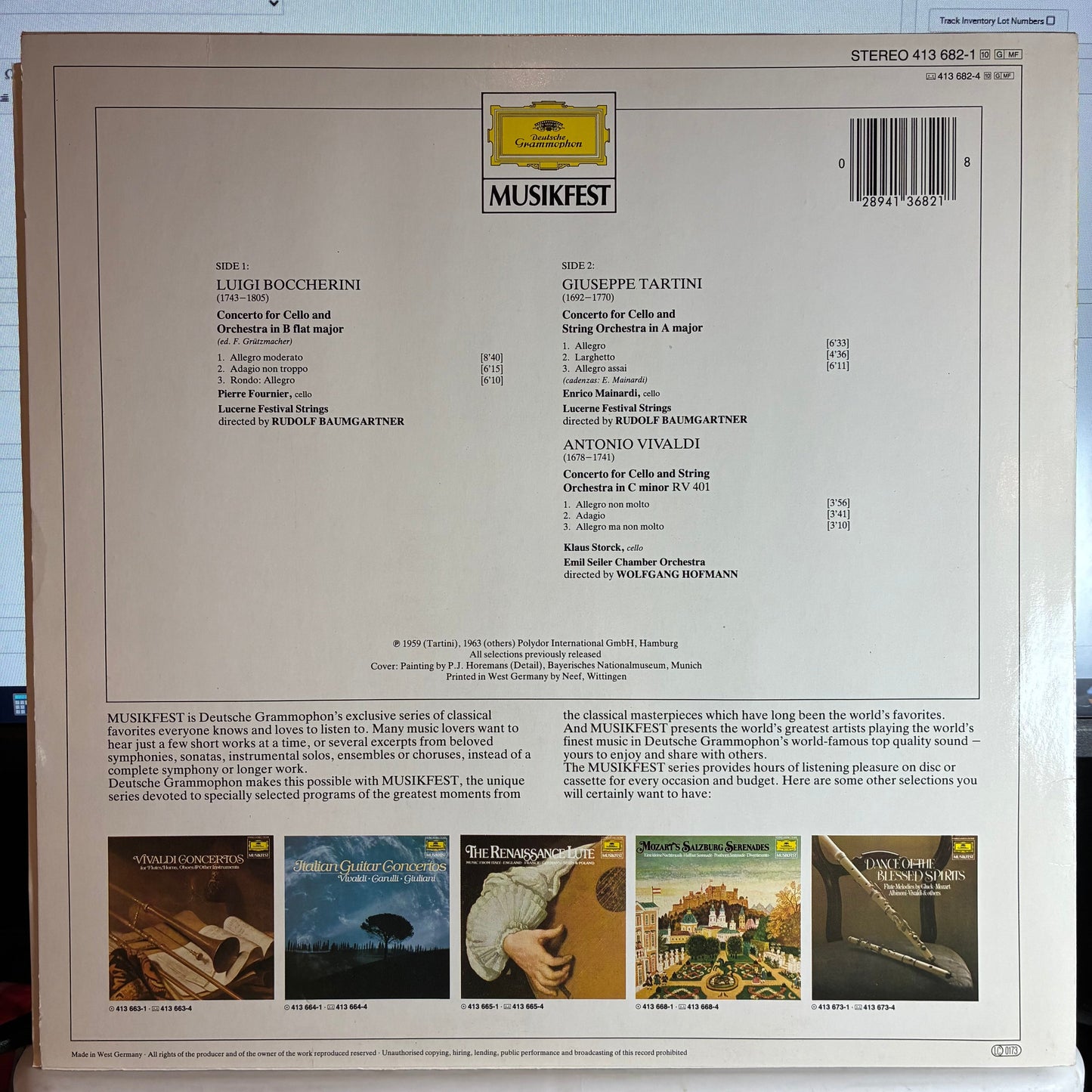 Antonio Vivaldi - The Baroque Cello - Concertos By Vivaldi • Boccherini & Tartini (VINYL) | Near Mint (NM or M-)-