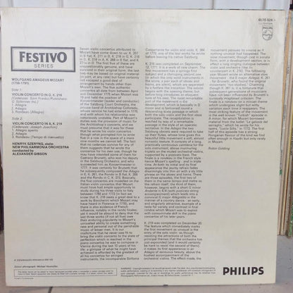 Wolfgang Amadeus Mozart, Henryk Szeryng, New Philh - Violin Concertos No. 3 in G No. 5 in A (VINYL) | Near Mint (NM or M-)-