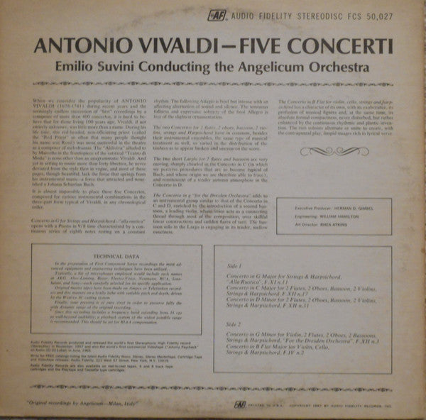 Antonio Vivaldi - Five Concerti | Near Mint (NM) Excellent (EX)-
