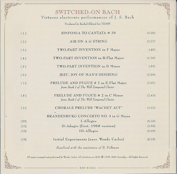 Wendy Carlos - Switched-On Bach (CD) | Near Mint (NM) Excellent+ (EX+)-