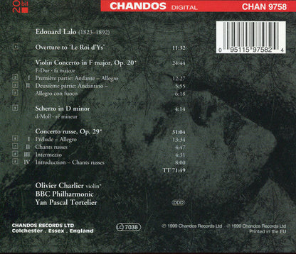 Édouard Lalo - Concerto Russe / Violin Concerto / Overture To 'Le Roi D'Ys' / Scherzo In D Minor (CD) | Near Mint (NM) Near Mint (NM)-