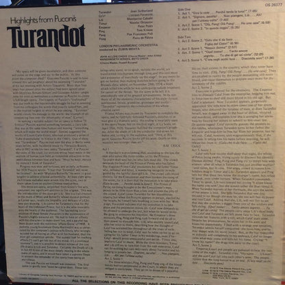 Giacomo Puccini - Turandot Highlights (VINYL) | Near Mint (NM) Excellent+ (EX+)-