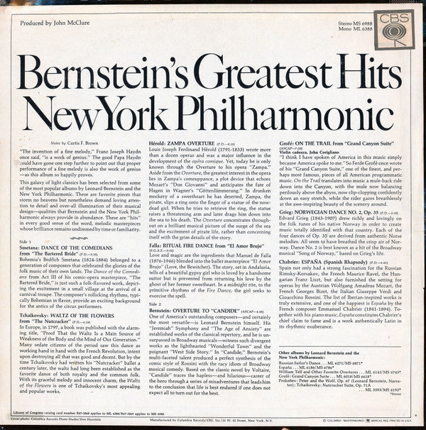 Leonard Bernstein - Bernstein's Greatest *360 SOUND* Hits New York Philharmonic | Near Mint (NM) Very Good Plus (VG+)-