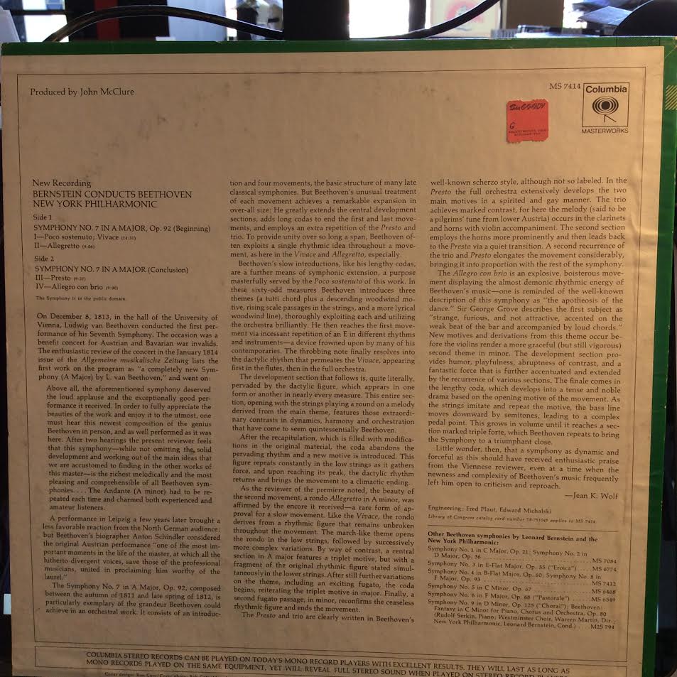 Leonard Bernstein - Symphony No. 7 (VINYL) | Near Mint (NM) Excellent+ (EX+)-