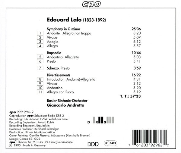 Édouard Lalo - Symphony In G Minor · Rhapsody · Scherzo · Divertimento (CD) | Near Mint (NM) Near Mint (NM)-
