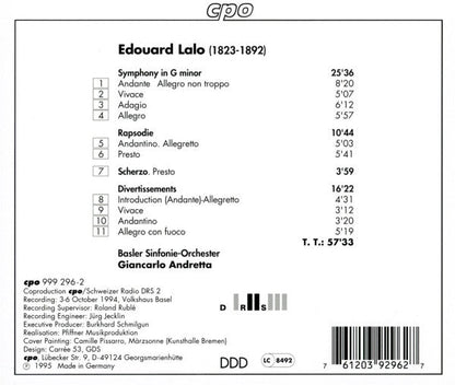 Édouard Lalo - Symphony In G Minor · Rhapsody · Scherzo · Divertimento (CD) | Near Mint (NM) Near Mint (NM)-