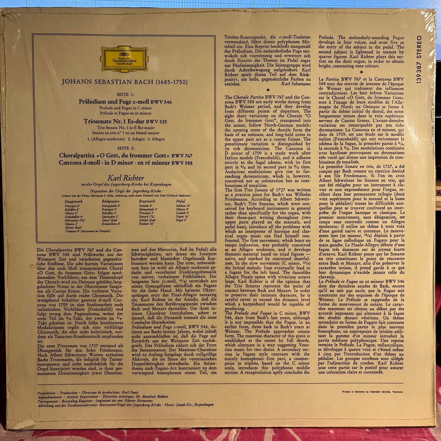 Johann Sebastian Bach - Orgelwerke = Organ Works = Œuvres Pour Orgue (Vol. 3) *SHRINK/GERMANY* | Near Mint (NM) Near Mint (NM)-