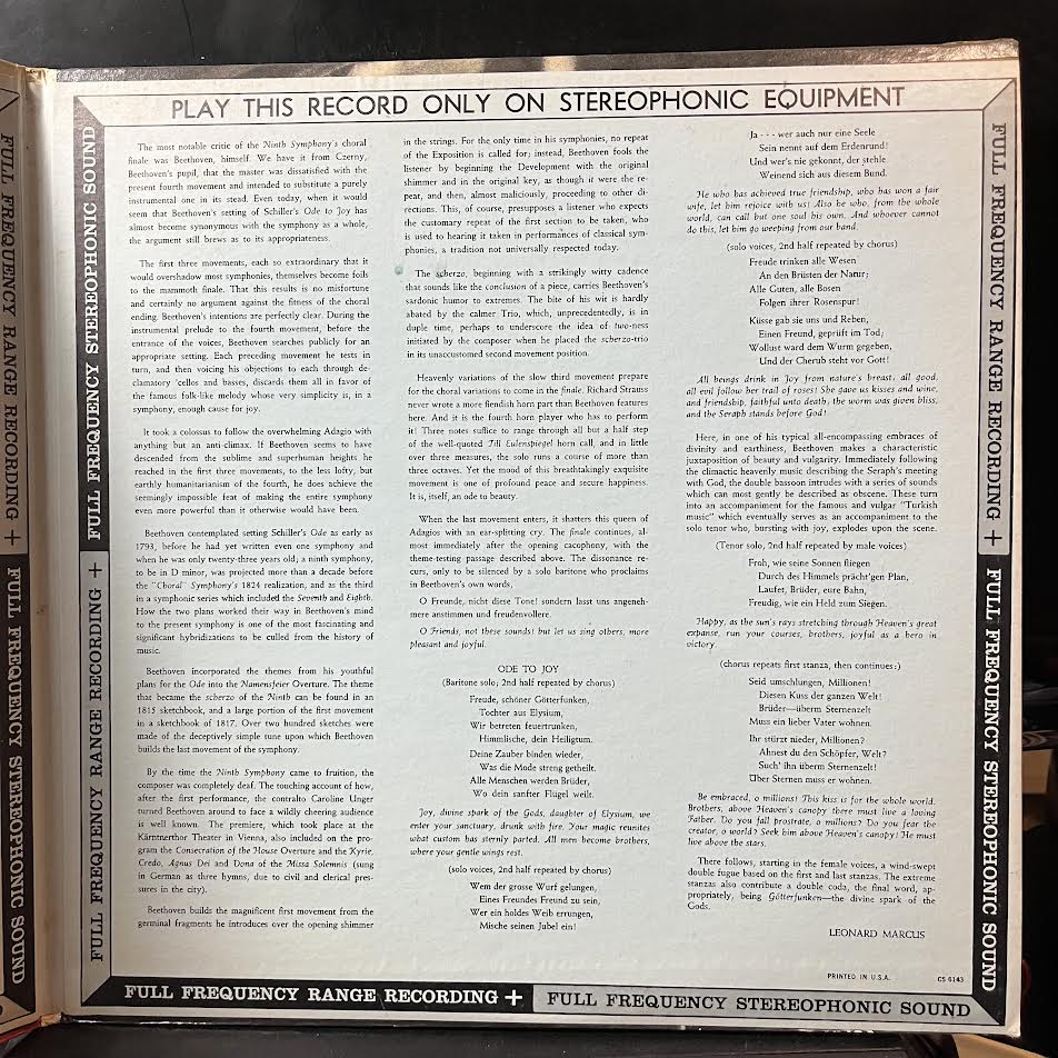 Ludwig van Beethoven - Beethoven Ninth (VINYL) | Near Mint (NM) Near Mint (NM)-