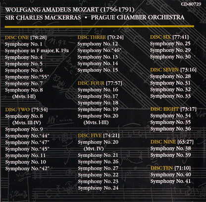 Wolfgang Amadeus Mozart - The Symphonies (10x CD Telarc ‎– CD 80729) | USED Near Mint (NM or M-) Near Mint (NM)-
