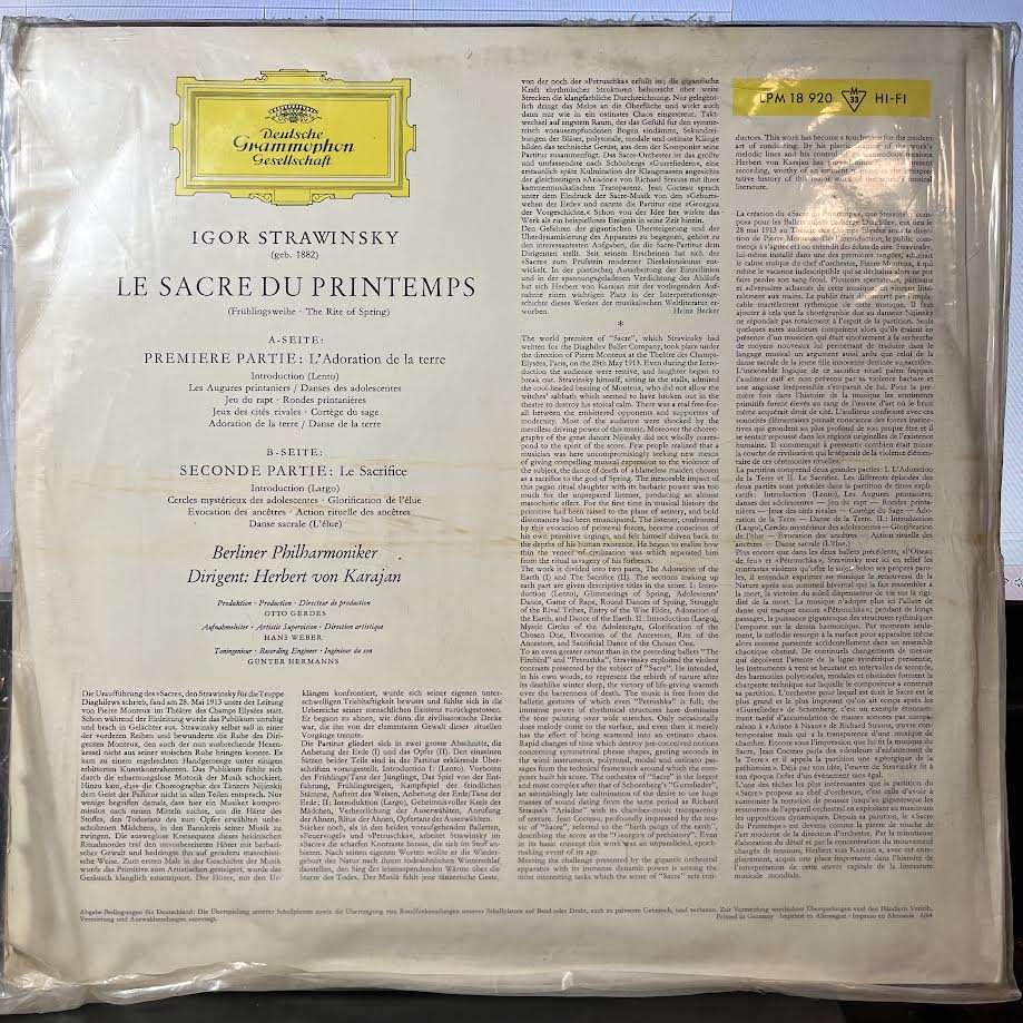 Le Sacre Du Printemps (VINYL) | Near Mint (NM) Excellent+ (EX+)-
