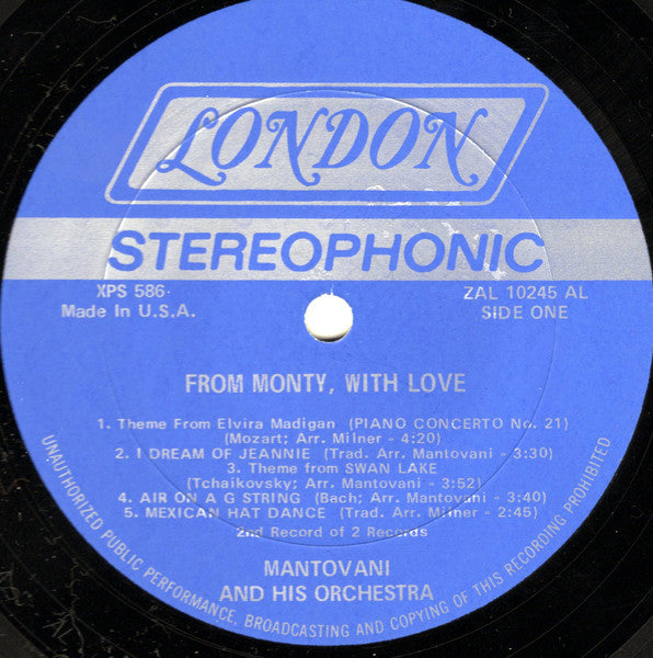 Mantovani And His Orchestra - From Monty, With Love | Near Mint (NM) Excellent (EX)-