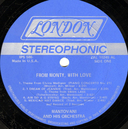 Mantovani And His Orchestra - From Monty, With Love | Near Mint (NM) Excellent (EX)-