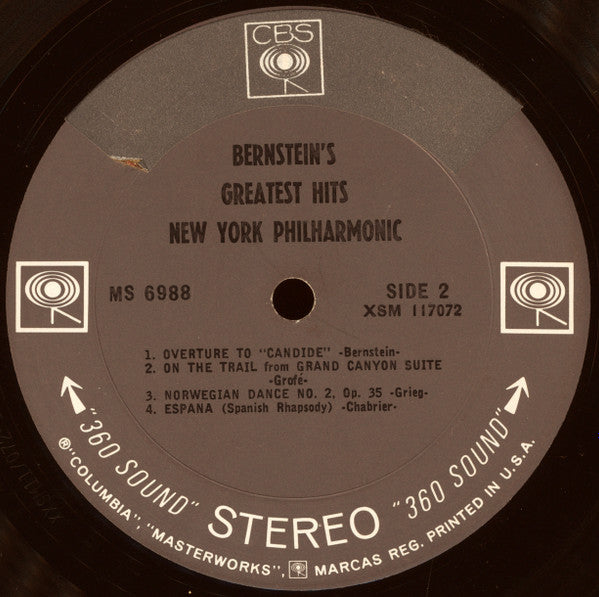 Leonard Bernstein - Bernstein's Greatest *360 SOUND* Hits New York Philharmonic | Near Mint (NM) Very Good Plus (VG+)-
