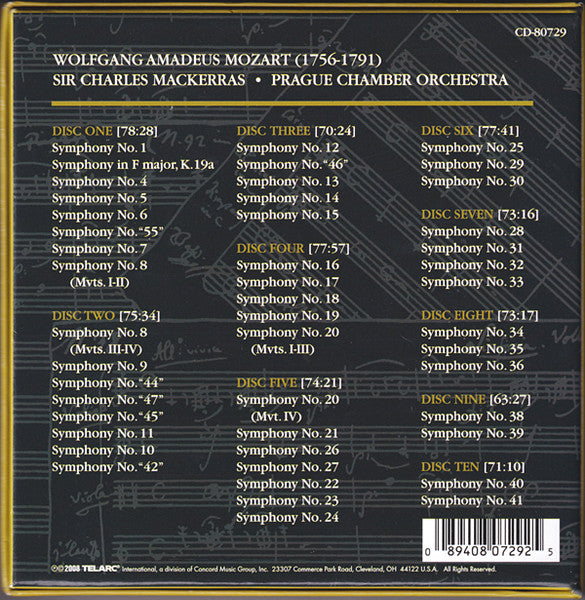 Wolfgang Amadeus Mozart - The Symphonies (10x CD Telarc ‎– CD 80729) | USED Near Mint (NM or M-) Near Mint (NM)-