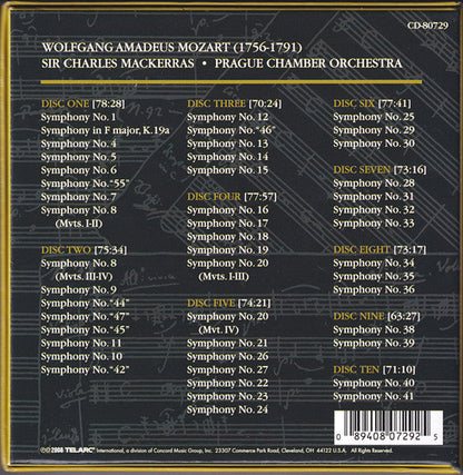 Wolfgang Amadeus Mozart - The Symphonies (10x CD Telarc ‎– CD 80729) | USED Near Mint (NM or M-) Near Mint (NM)-