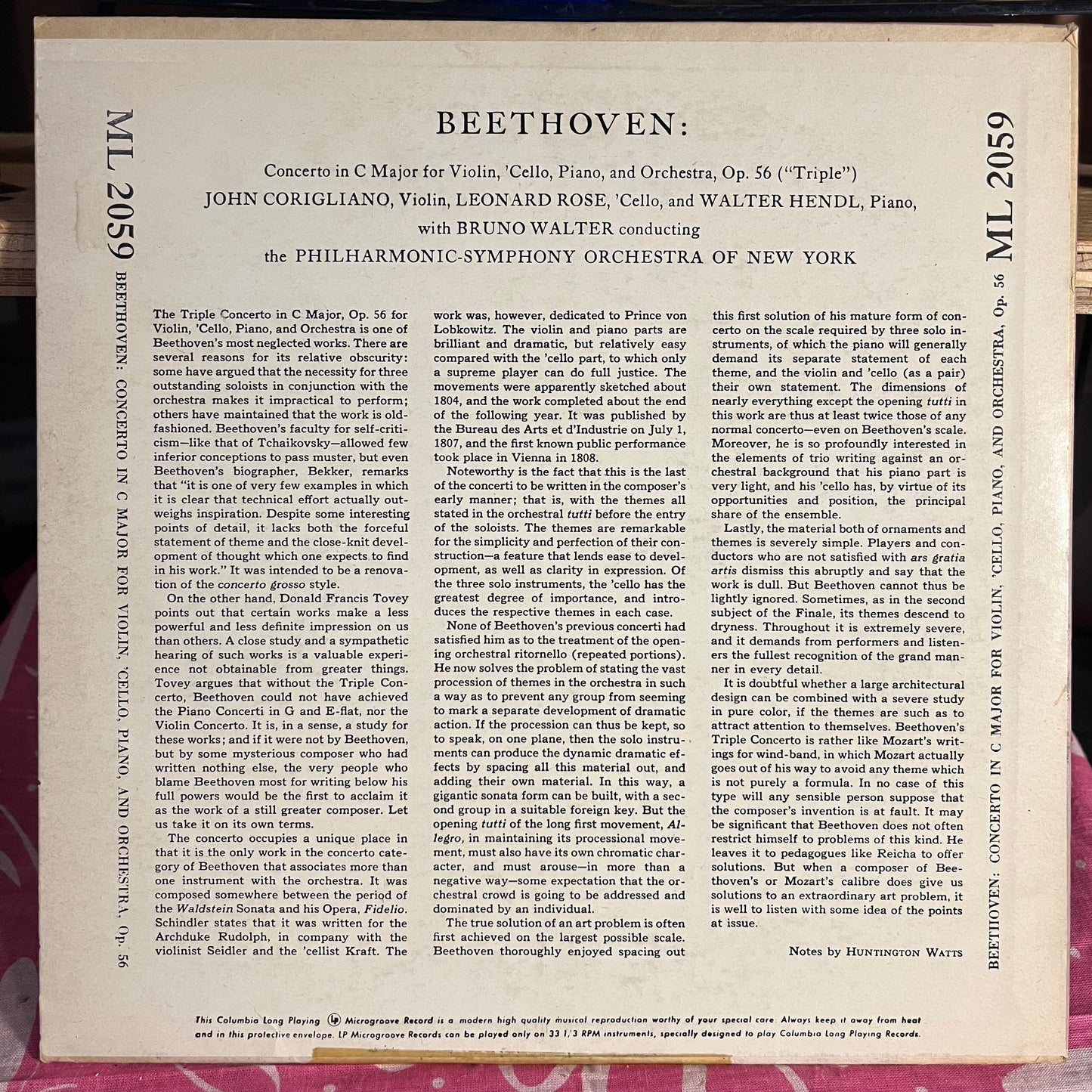 Ludwig van Beethoven - Concerto In C Major For Violin, 'Cello, Piano, And Orchestra, Op. 56 ("Triple") 10" | Near Mint (NM) Excellent (EX)-