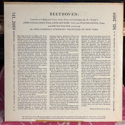 Ludwig van Beethoven - Concerto In C Major For Violin, 'Cello, Piano, And Orchestra, Op. 56 ("Triple") 10" | Near Mint (NM) Excellent (EX)-