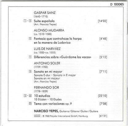 Narciso Yepes - Guitarra Española (CD) | Near Mint (NM) Near Mint (NM)-