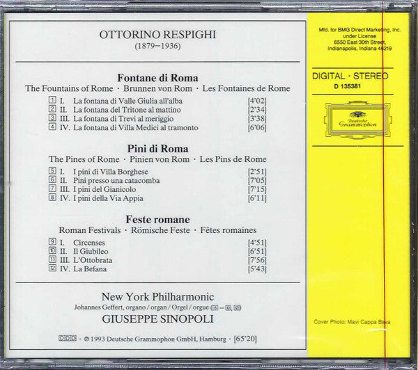 Ottorino Respighi - Pini di Roma • Fontane di Roma • Feste Romane (CD) | Near Mint (NM) Near Mint (NM)-