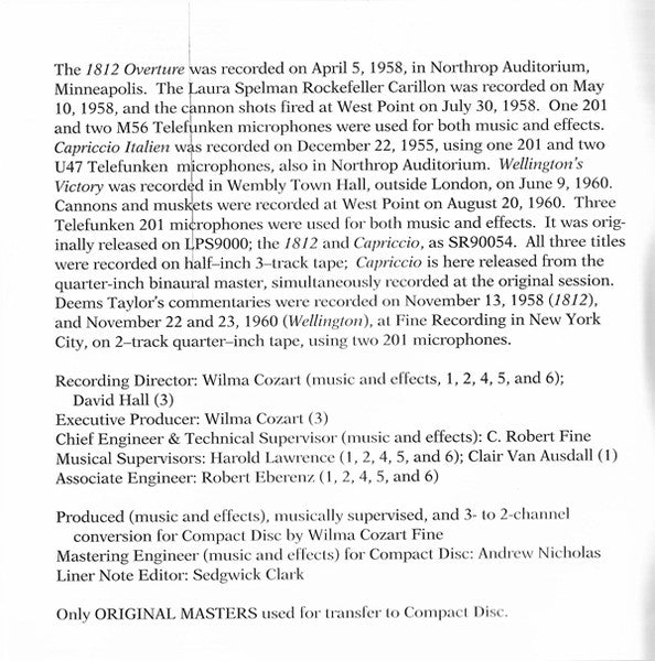 Pyotr Ilyich Tchaikovsky - 1812 Festival Overture, Op. 49 - Capriccio Italien - Wellington's Victory (CD) | Near Mint (NM) Near Mint (NM)-