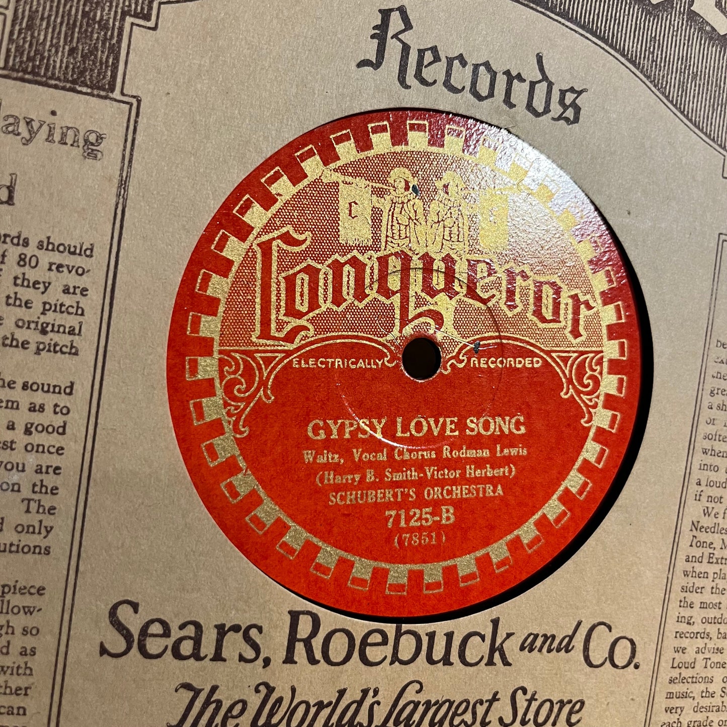 Dixie Marimba Players / Schubert's Orchestra - Ah! Sweet Mystery Of Life / Gypsy Love Song (78RPM 10" RECORD) | Near Mint (NM) Very Good Plus (VG+)-