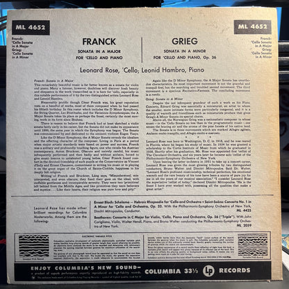 Leonard Rose - Franck: Sonata In A Major / Grieg: Sonata In A Minor | Near Mint (NM) Excellent (EX)-