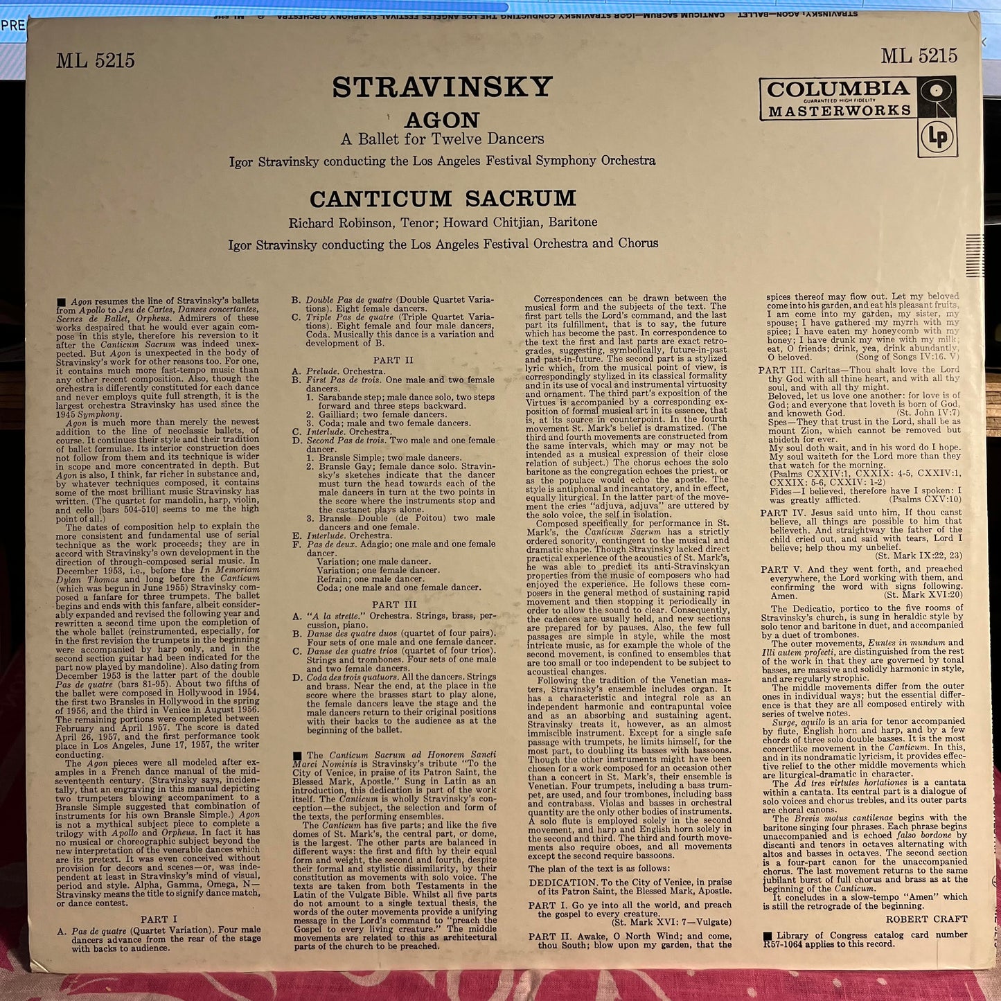 Igor Stravinsky - Agon (A Ballet For Twelve Dancers) / Canticum Sacrum | Near Mint (NM) Excellent (EX)-