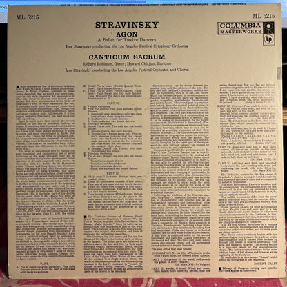 Igor Stravinsky - Agon (A Ballet For Twelve Dancers) / Canticum Sacrum | Near Mint (NM) Excellent (EX)-