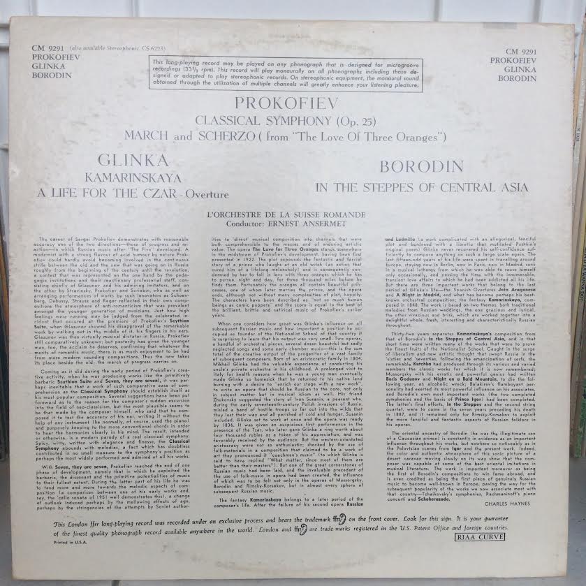 Sergei Prokofiev / Mikhail Ivanovich Glinka / Alex - Classical Symphony / March And Scherzo / Kamarinska Fantasy / A Life For The Czar / In The Steppes Of Central Asia (VINYL) | Near Mint (NM or M-) Very Good Plus (VG+)-