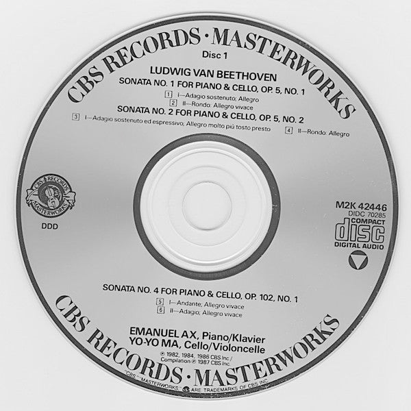 Ludwig van Beethoven - The Sonatas For Piano/Klavier & Cello (2xCD) | Near Mint (NM) Near Mint (NM)-