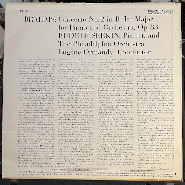 Rudolf Serkin - Piano Concerto No. 2 In B Flat Major (VINYL) | Near Mint (NM or M-) Very Good Plus (VG+)-