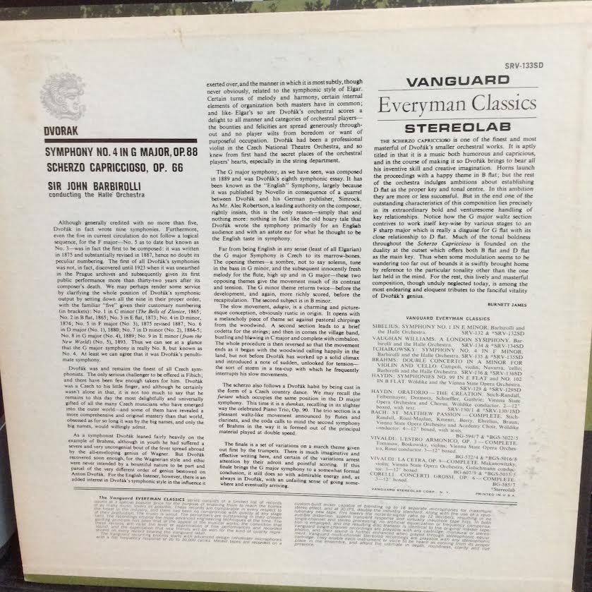Antonín Dvořák - Sir John Barbirolli Conducting Ha - Dvorak Symphony No. 4 In G Major, Op. 88 / Scherzo Capriccioso, Op. 66 (VINYL) | Near Mint (NM or M-)-