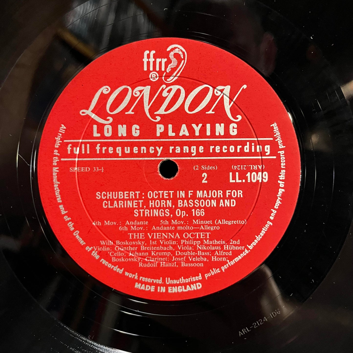 Franz Schubert - Octet In F Major Opus 166 For Clarinet, Horn, Bassoon And Strings | Near Mint (NM) Excellent (EX)-