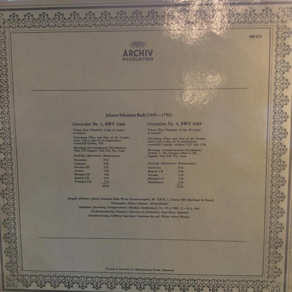 Johann Sebastian Bach - Ouvertüre Nr. 1 In C-dur, BWV 1066 / Ouvertüre Nr. 4 In D-dur, BWV 1069 (VINYL) | Near Mint (NM) Near Mint (NM)-