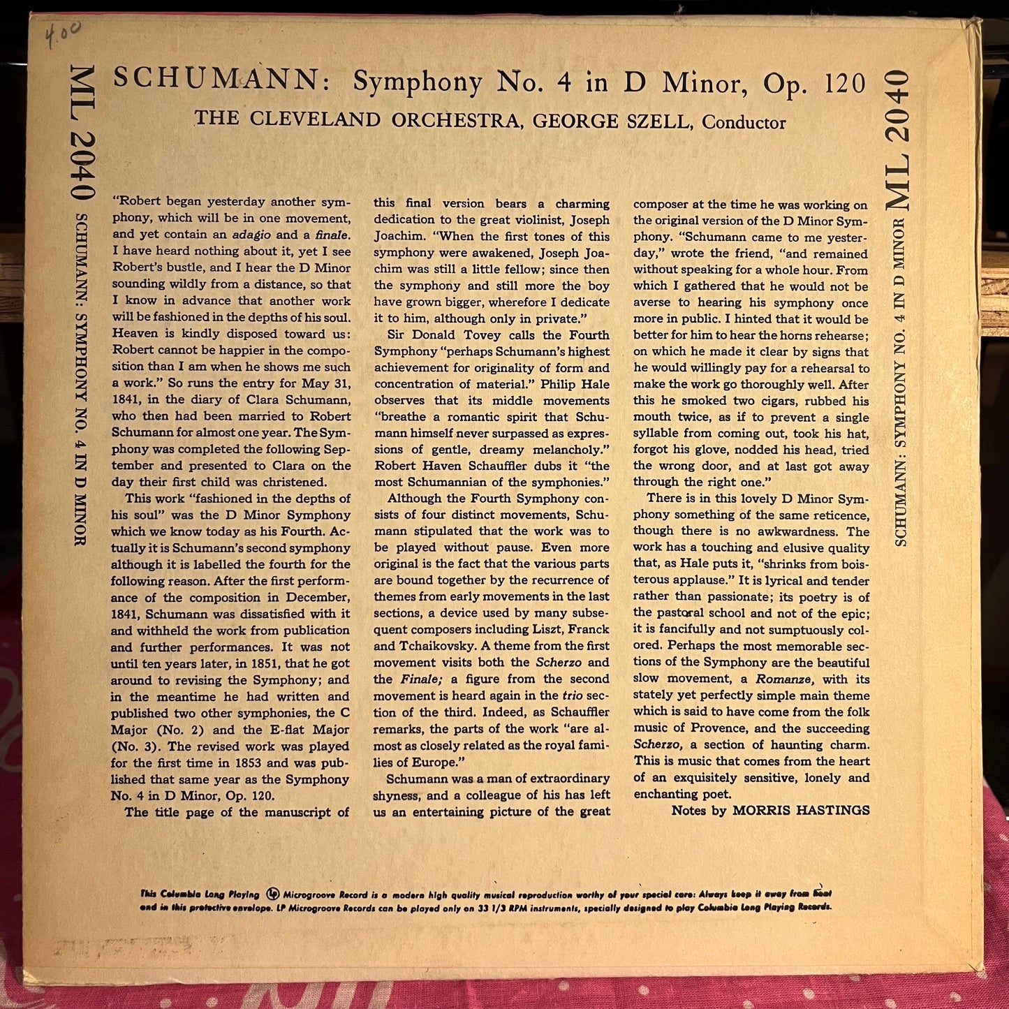 Robert Schumann - Symphony No. 4 In D-Minor, Op. 120 10" | Near Mint (NM) Near Mint (NM)-