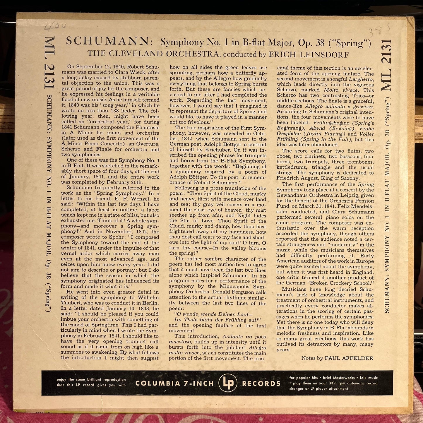 Robert Schumann - Symphony No. 1 In B-Flat Major, Op. 38 ("Spring") 10" | Near Mint (NM) Excellent (EX)-