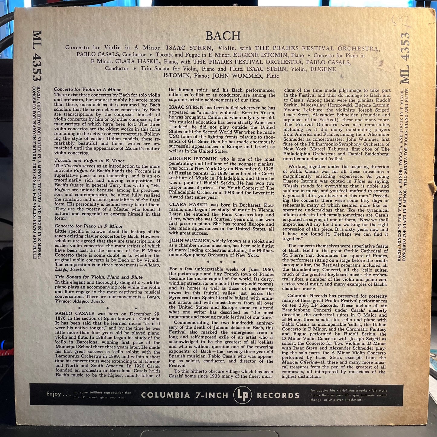 Johann Sebastian Bach - Prades Festival Vol. 9 | Near Mint (NM) Near Mint (NM)-